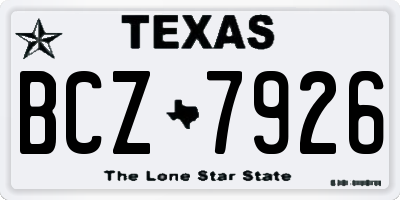 TX license plate BCZ7926