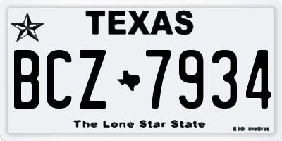 TX license plate BCZ7934