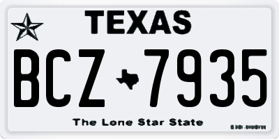 TX license plate BCZ7935
