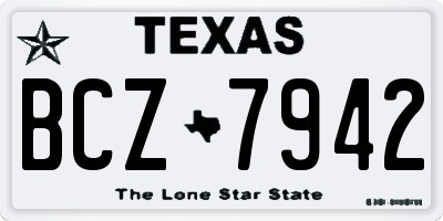 TX license plate BCZ7942