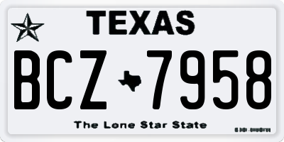 TX license plate BCZ7958