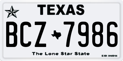 TX license plate BCZ7986