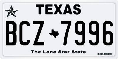 TX license plate BCZ7996