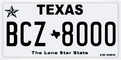 TX license plate BCZ8000