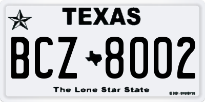 TX license plate BCZ8002