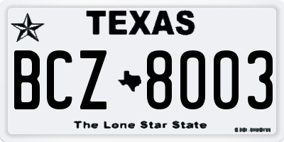 TX license plate BCZ8003