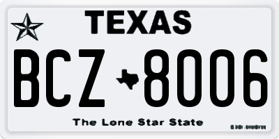 TX license plate BCZ8006