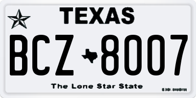 TX license plate BCZ8007