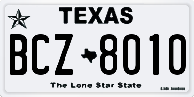 TX license plate BCZ8010