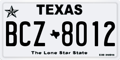 TX license plate BCZ8012