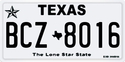 TX license plate BCZ8016
