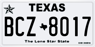 TX license plate BCZ8017
