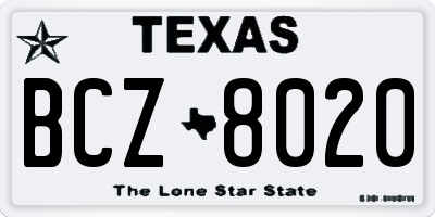 TX license plate BCZ8020