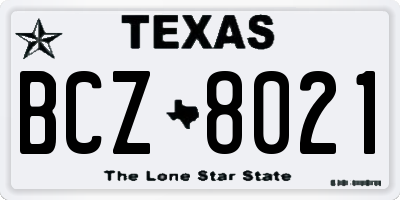 TX license plate BCZ8021
