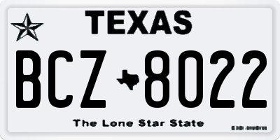 TX license plate BCZ8022