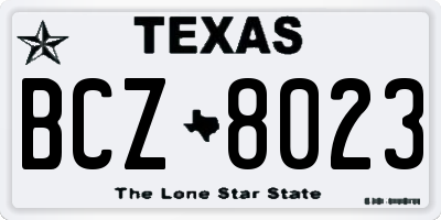 TX license plate BCZ8023