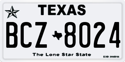 TX license plate BCZ8024