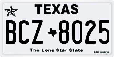 TX license plate BCZ8025