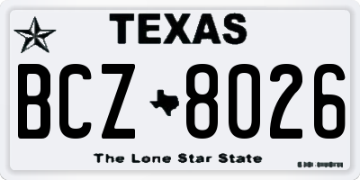 TX license plate BCZ8026