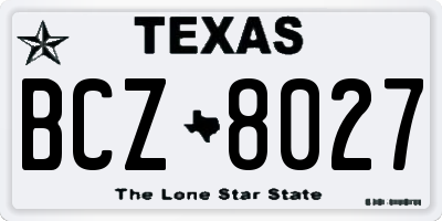 TX license plate BCZ8027
