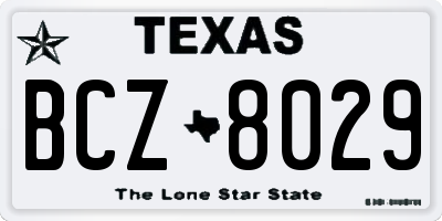TX license plate BCZ8029