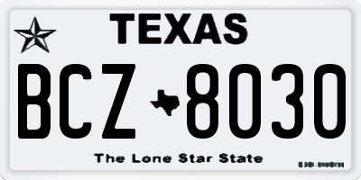 TX license plate BCZ8030