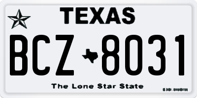 TX license plate BCZ8031
