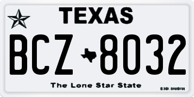 TX license plate BCZ8032