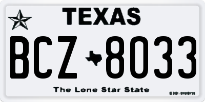 TX license plate BCZ8033