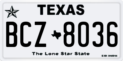 TX license plate BCZ8036