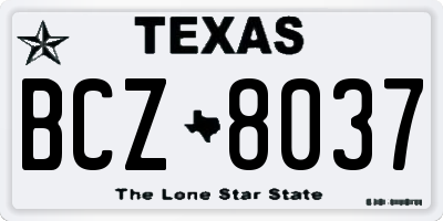 TX license plate BCZ8037
