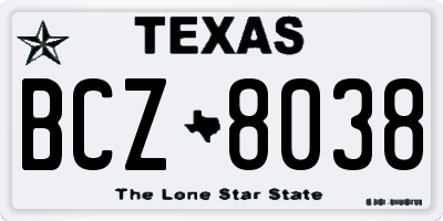 TX license plate BCZ8038