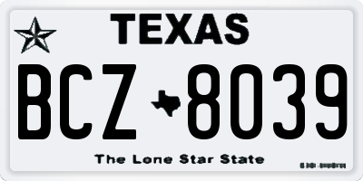 TX license plate BCZ8039