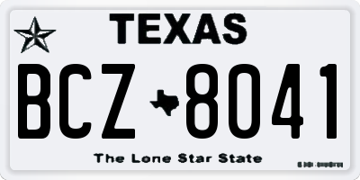 TX license plate BCZ8041