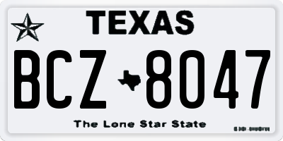 TX license plate BCZ8047