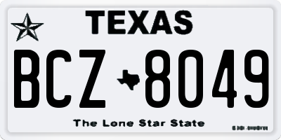TX license plate BCZ8049