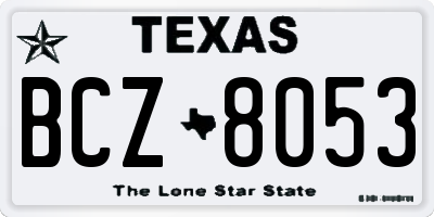 TX license plate BCZ8053