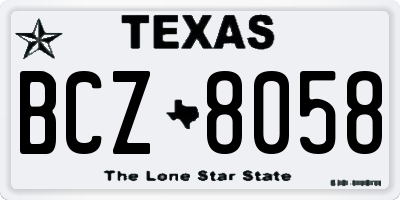 TX license plate BCZ8058