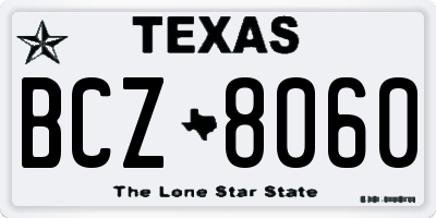 TX license plate BCZ8060