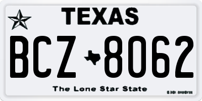 TX license plate BCZ8062