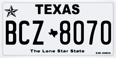 TX license plate BCZ8070