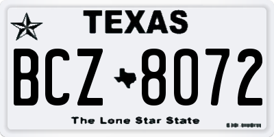 TX license plate BCZ8072