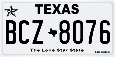 TX license plate BCZ8076