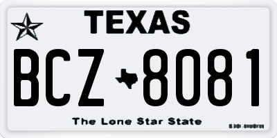 TX license plate BCZ8081