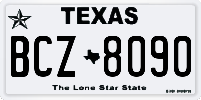 TX license plate BCZ8090