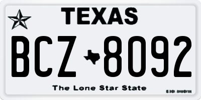 TX license plate BCZ8092