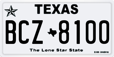 TX license plate BCZ8100
