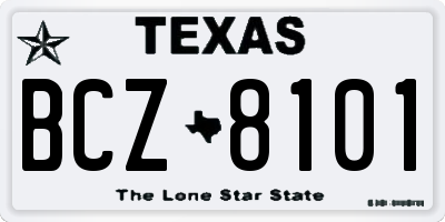 TX license plate BCZ8101