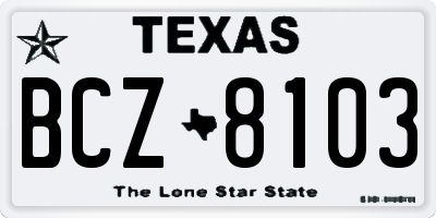 TX license plate BCZ8103