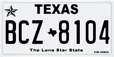 TX license plate BCZ8104